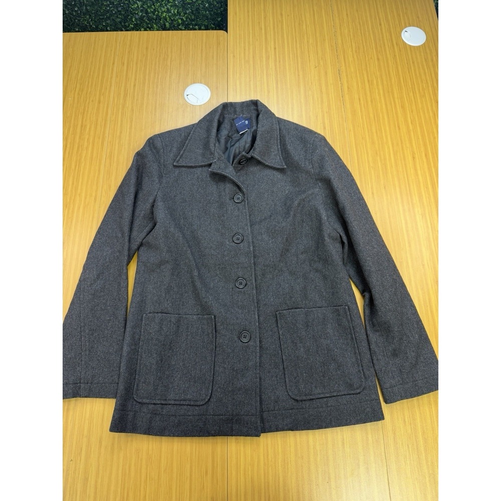 Gap Coat Mens Medium Gray Wool Blend Single Breasted Overcoat Lined Pockets